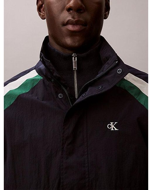 Calvin Klein Blue Jeans Colour Block Nylon Track Jacket for men
