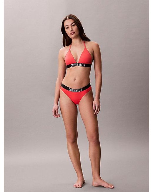 Calvin Klein Red Halter Triangle Bikini Top Intense Power