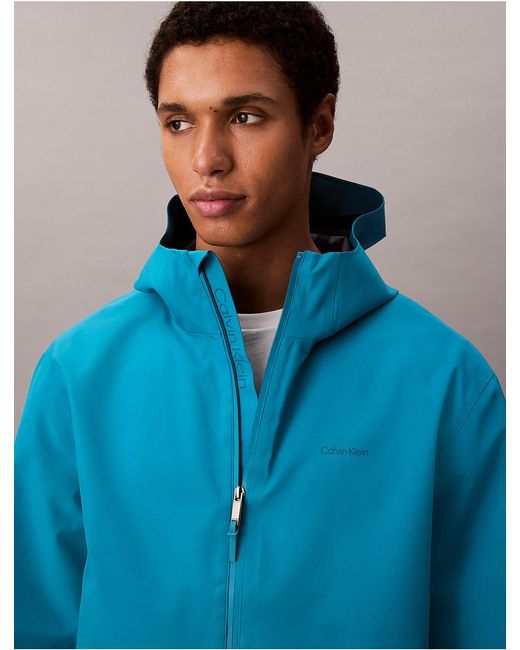 Calvin Klein Blue Tech Shell Hooded Jacket for men