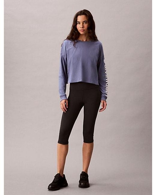 Calvin Klein Purple Sport Cropped Boxy T-Shirt