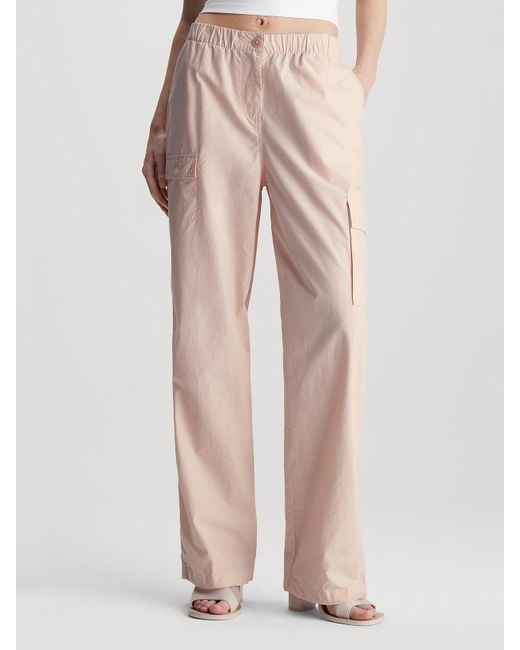 Calvin Klein Pink Cotton Straight Cargo Pants
