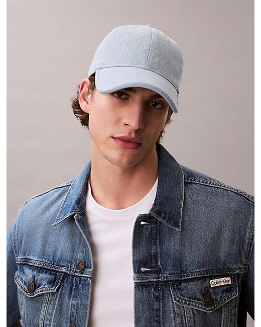 Calvin Klein Multicolor Burnout Emblem Logo Denim Cap for men