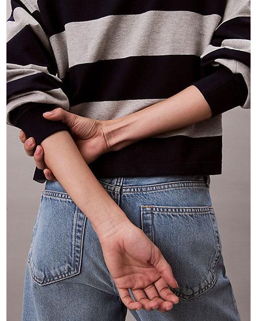 Calvin Klein Multicolor Jeans Varsity Stripe Henley Top