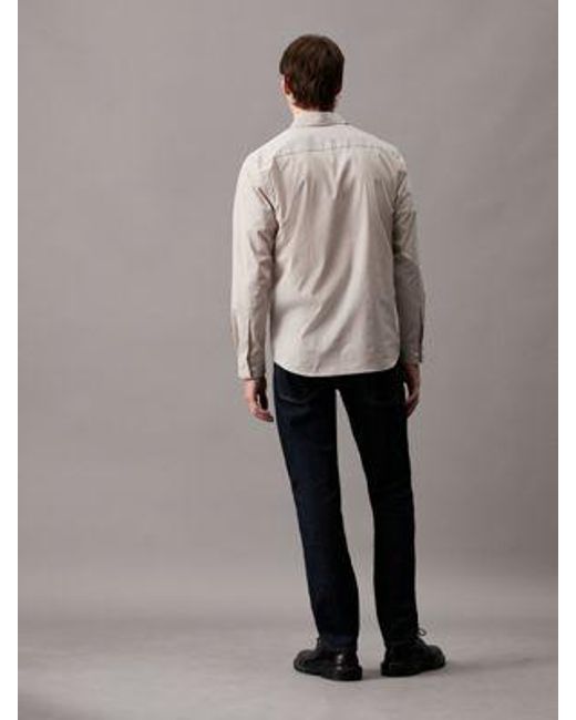 Camisa elástica a rayas de popelina Calvin Klein de hombre de color Gray