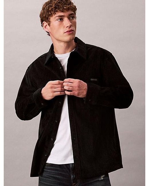 Calvin Klein Lässiges Button-Down-Hemd Aus Kordsamt in Black für Herren