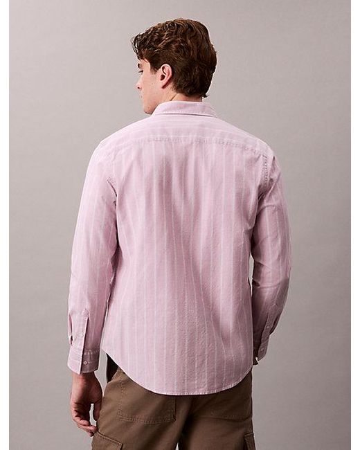 Calvin Klein Pink Jeans Stripe Classic Oxford Button Down Shirt for men