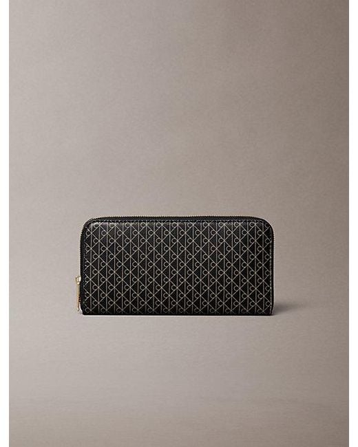 Calvin Klein Multicolor Allover Emblem Logo Zip Wallet