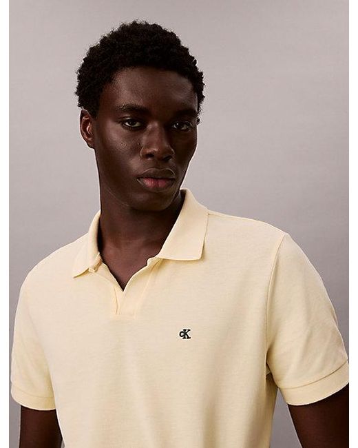 Calvin Klein Blue Jeans Cotton Piqué Open Collar Polo Shirt for men