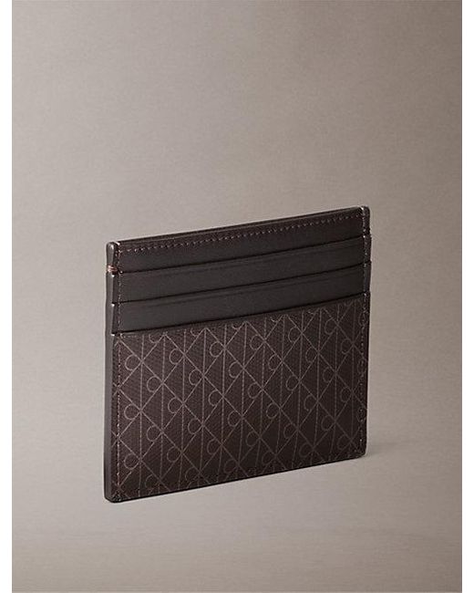 Calvin Klein Gray Allover Monogram Logo Card Holder for men