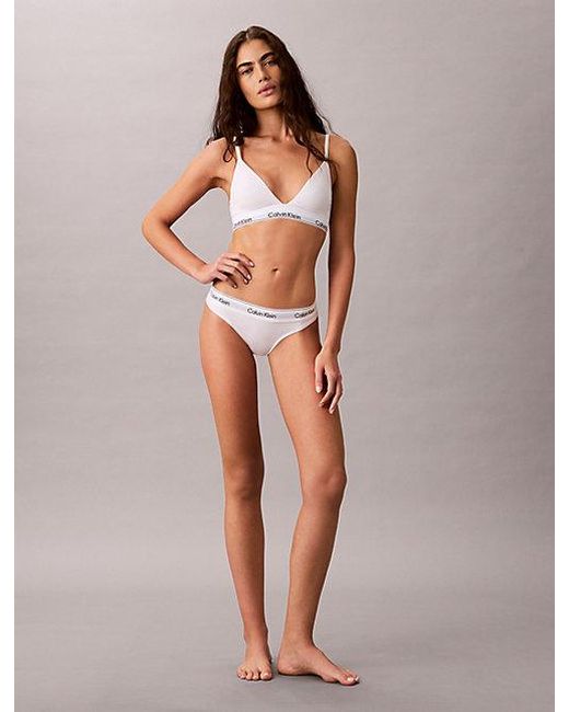Calvin Klein White Lightly Lined Triangle Bralette Icon Cotton Modal