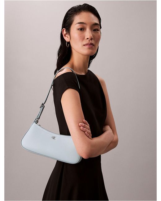 Calvin Klein Blue Monogram Logo Hardware Shoulder Bag