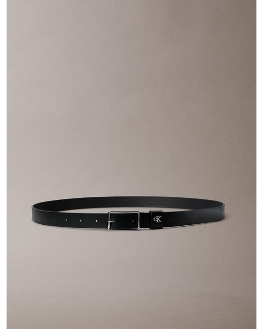 Calvin Klein Gray Leather Monogram Hardware Belt