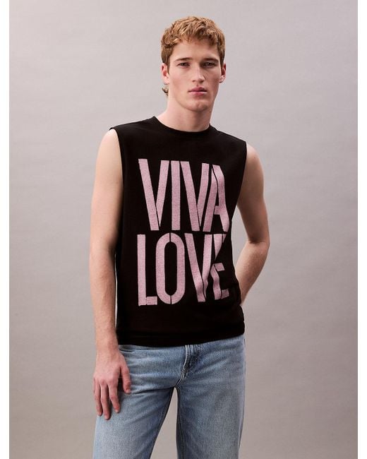 Calvin Klein Black Marc Hundley Pride Viva Love Graphic Relaxed Tank Top for men