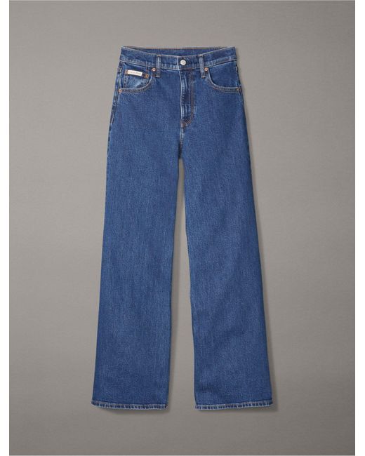 Calvin Klein Blue Ultra High Rise Wide Leg Fit Jeans