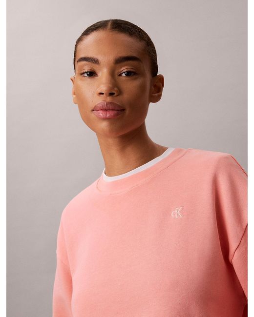 Calvin Klein Pink Relaxed Cotton Terry Monogram Sweatshirt