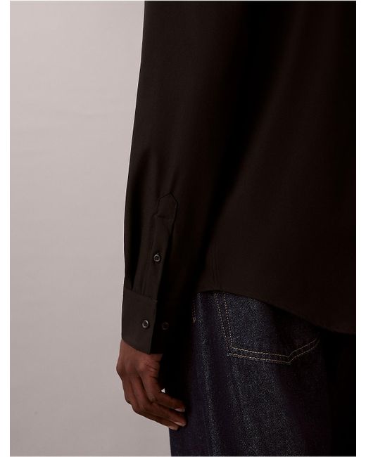 Calvin Klein Black Tech Stretch Slim Button-Down Shirt for men