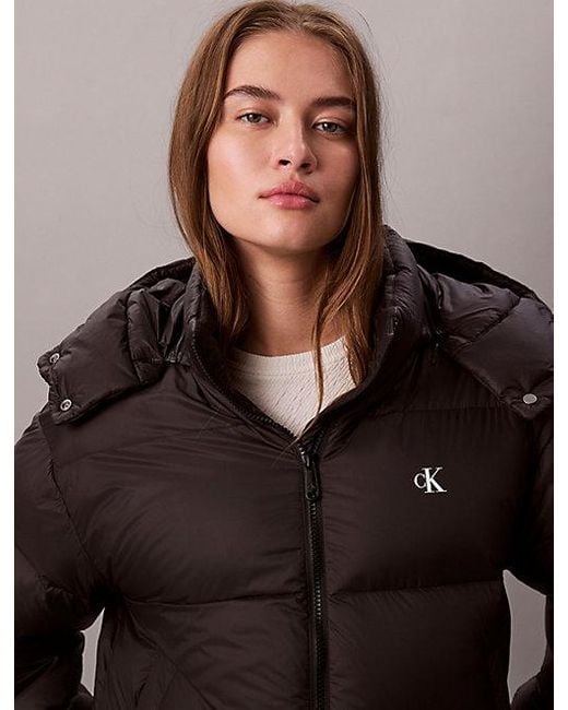 Calvin Klein Brown Kurze Daunen-Steppjacke