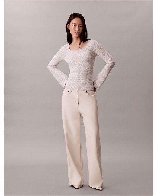Calvin Klein Pink Calvin Klein Tech Knit Allover Monogram Sweater