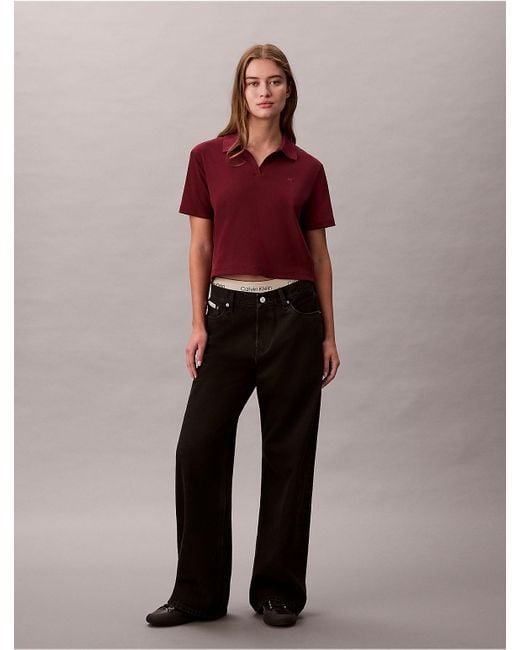 Calvin Klein Red Calvin Klein Cotton Contour Rib Polo Tee