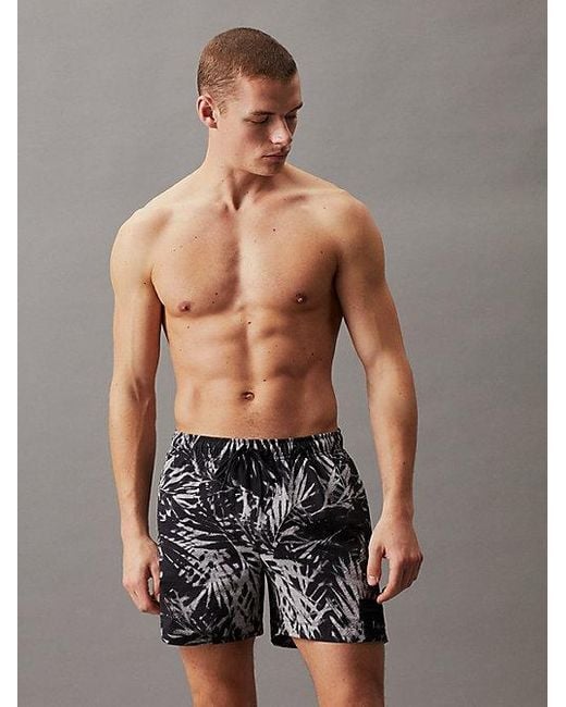 Calvin Klein Medium Zwemshort Met Trekkoord - Ck Print in het Gray voor heren