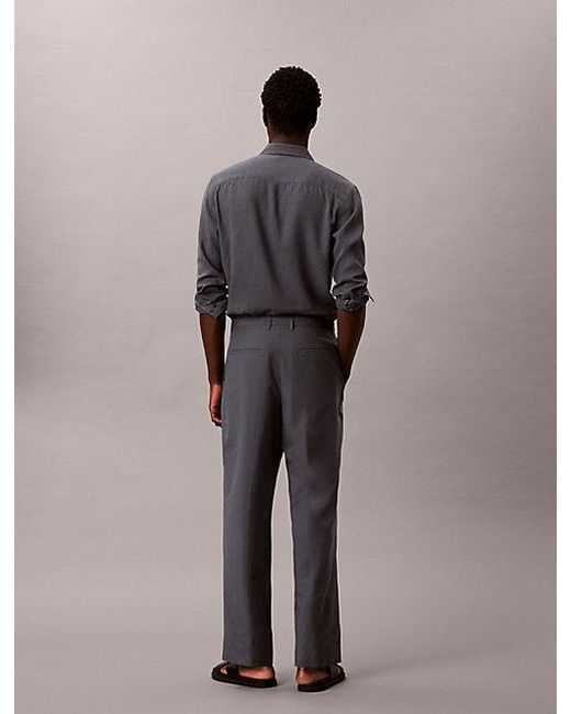 Calvin Klein Multicolor Cotton Lyocell Belted Trousers for men