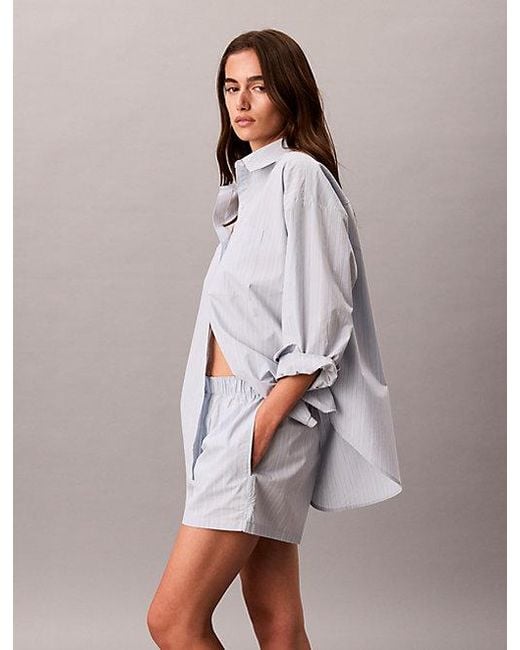 Calvin Klein Gray Pyjama Shorts Cotton Poplin