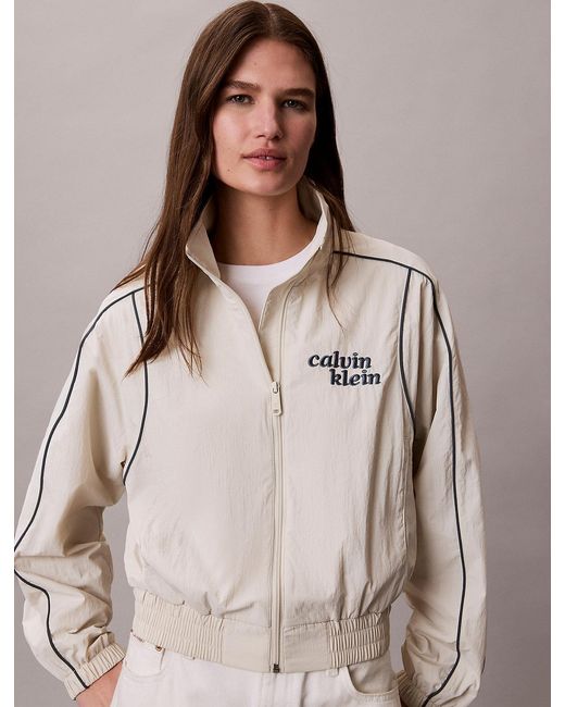 Calvin Klein White Nylon Piping Jacket