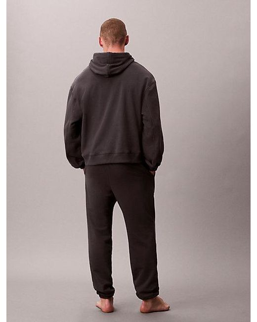 Calvin Klein Black Cotton Terry Blend Lounge Hoodie for men
