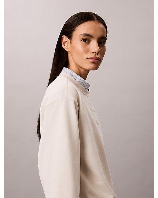 Calvin Klein Natural Jeans Cotton Terry Monogram Sweatshirt