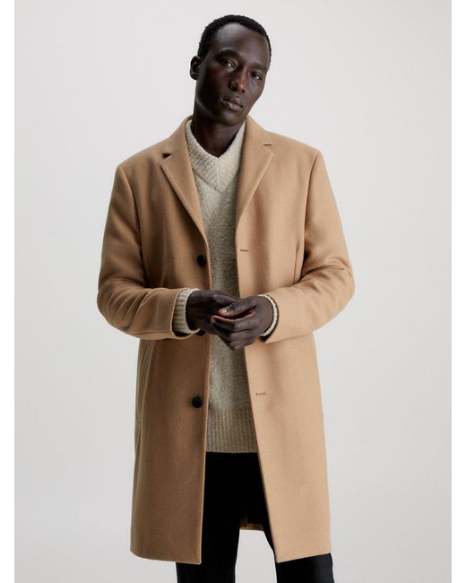 hetzelfde identificatie Interessant Calvin Klein Wool Cashmere Blend Coat in Natural for Men | Lyst UK