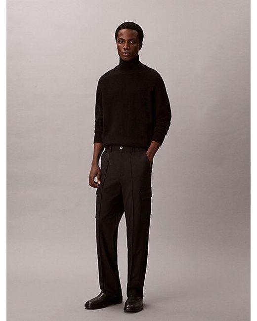 Calvin Klein Brown Straight Bengaline Cargo Pants for men
