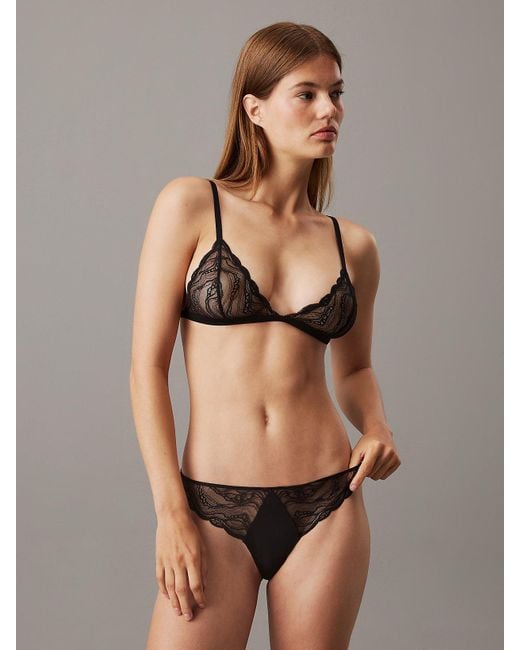 Calvin Klein Triangle Bra And Thong Set in Grey Lyst UK