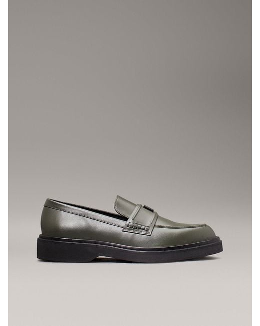 Calvin Klein Gray Leather Loafers