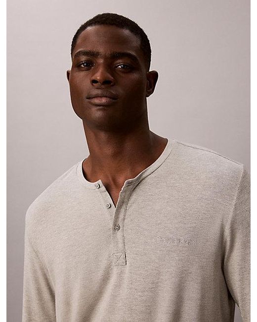 Calvin Klein Gray Henley Pyjama Top Ultra Soft Modal for men