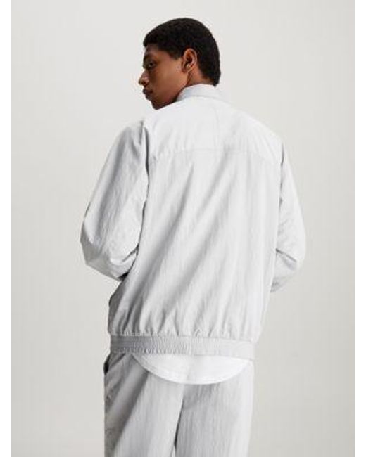 Calvin Klein Trainingsjack Van Twill Satijn in het White voor heren
