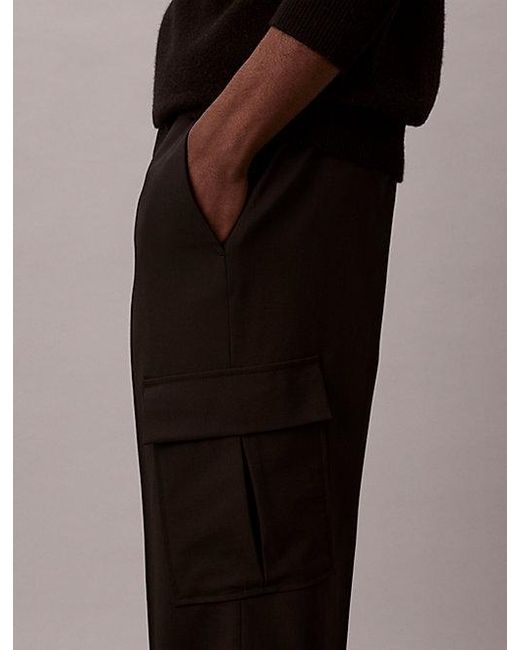 Calvin Klein Brown Straight Bengaline Cargo Pants for men