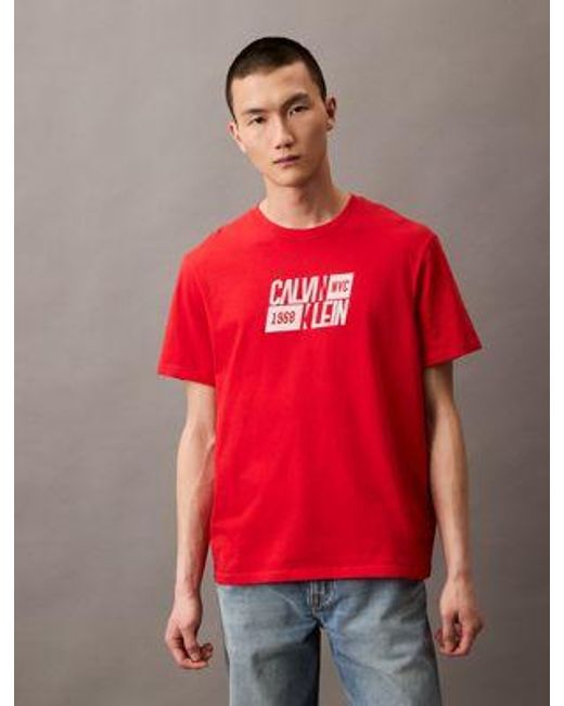 Camiseta clásica de deporte con logo Calvin Klein de hombre de color Red