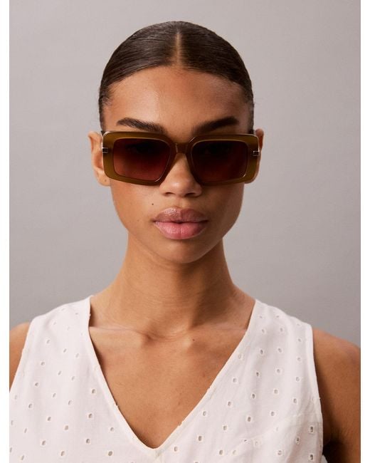 Calvin Klein Green Modified Rectangle Sunglasses Ck25533S