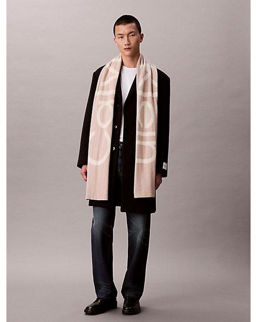 Calvin Klein Natural Wool Cashmere Blend Scarf for men
