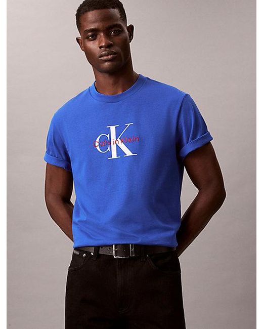 Calvin Klein Blue Jeans Monogram Logo T-Shirt for men