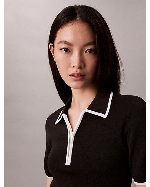 Calvin Klein Black Jeans Quarter Zip Classic Polo Shirt