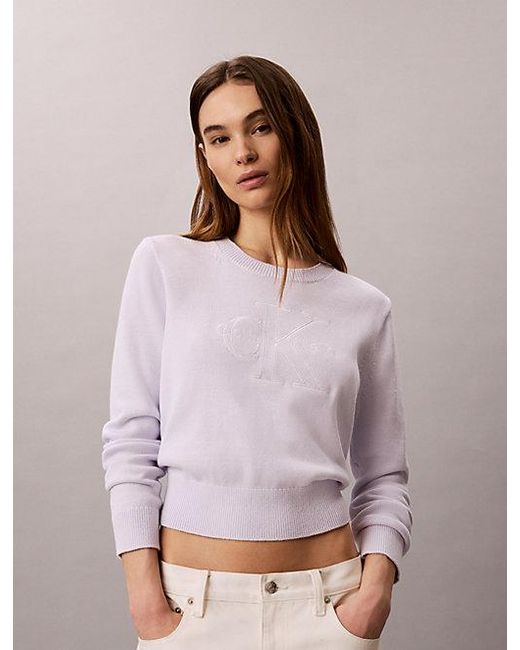 Calvin Klein Purple Jeans Monologo Outline Jumper