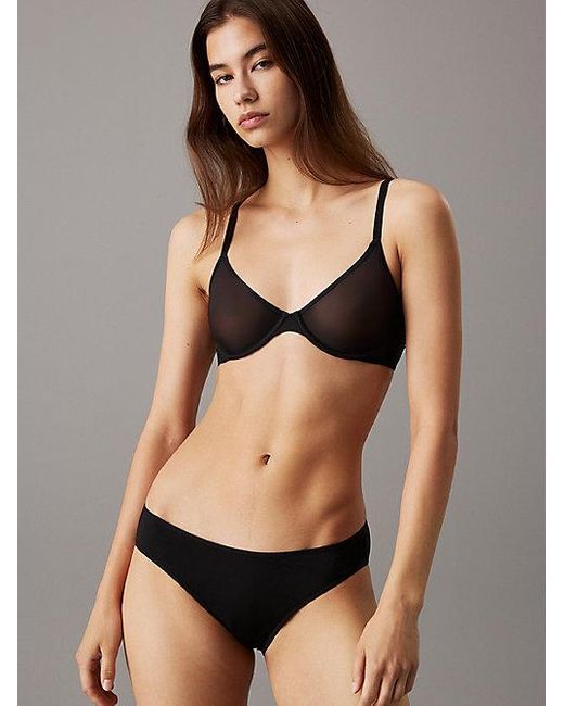 Calvin Klein Black Unlined Demi Bra Sheer Marquisette