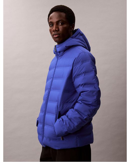 Calvin Klein Blue Packable Embossed Logo Quilted Puffer Jacket for men