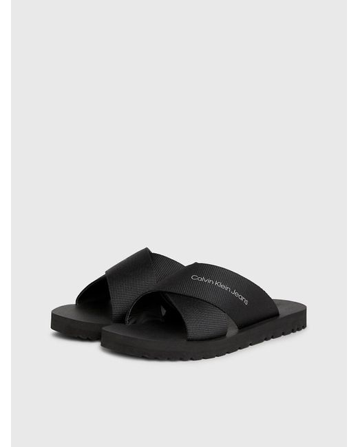 Calvin Klein Black Webbing Sandals for men