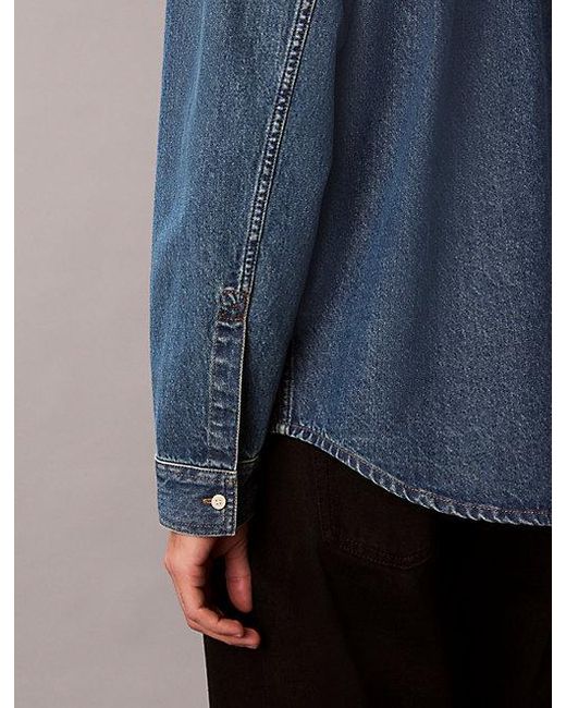 Calvin Klein Klassiek Button-Down Denim Overhemd in het Blue voor heren