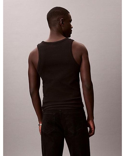 Calvin Klein Geribbelde Tanktop in het Brown voor heren