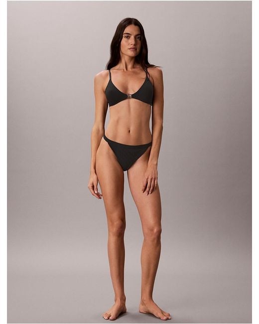 Calvin Klein Brown Embossed Emblem String Thong
