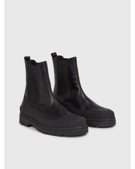 Calvin Klein Leren Chelsea Boots in het Black voor heren