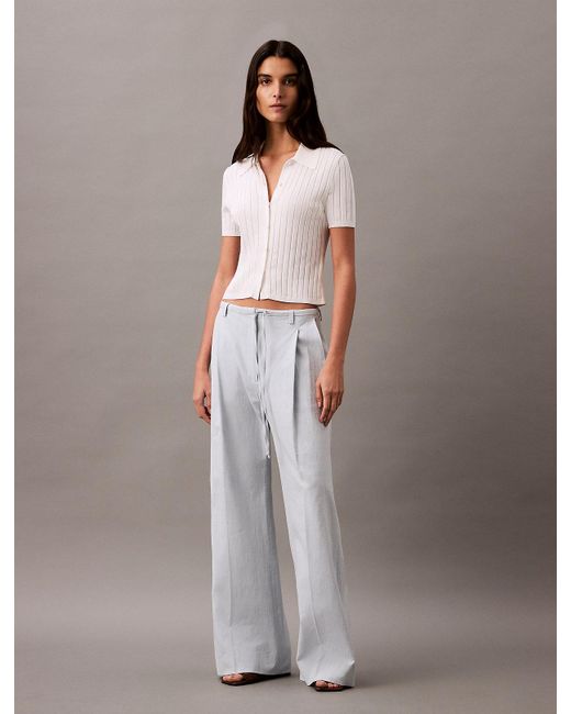 Pantalon Relaxed En Lin Et Coton Calvin Klein en coloris Gray